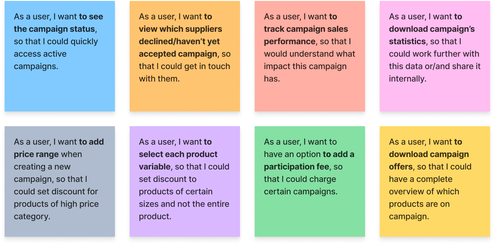 sticky notes user stories