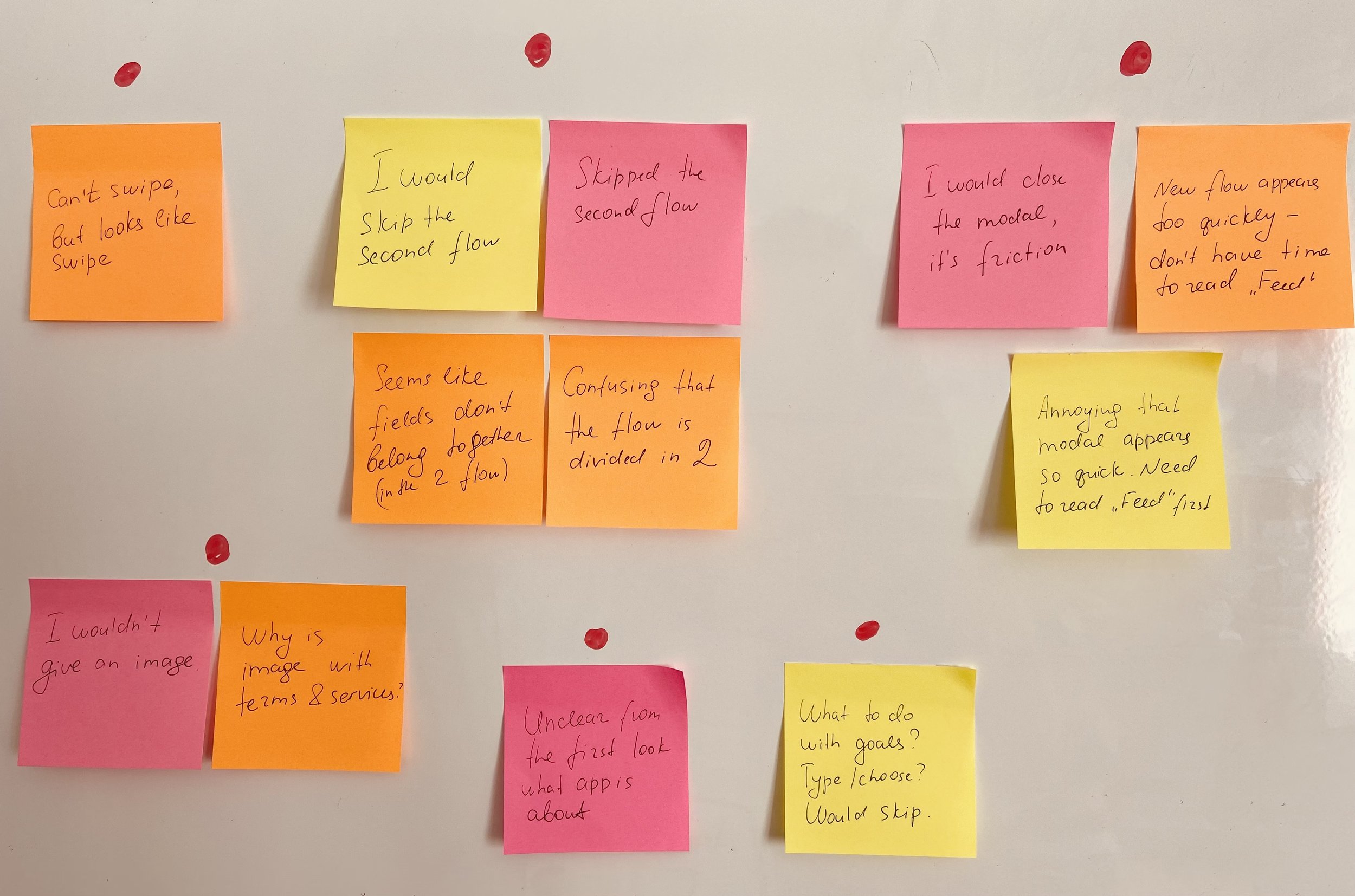 photo of sticky notes on the whiteboard